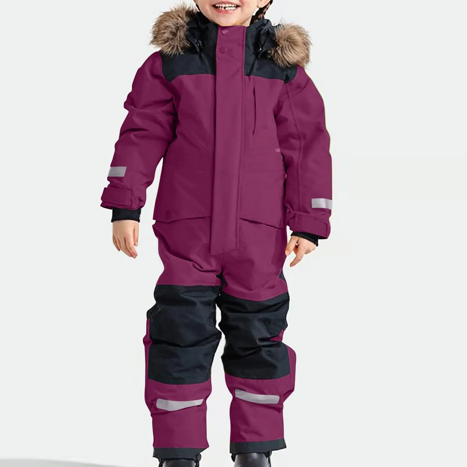 Tuta da neve per bambini, per bambini, da sci, termica, invernale, calda, antivento, con tuta da fango rimovibile, per attività all'aperto, in softshell, per bambini