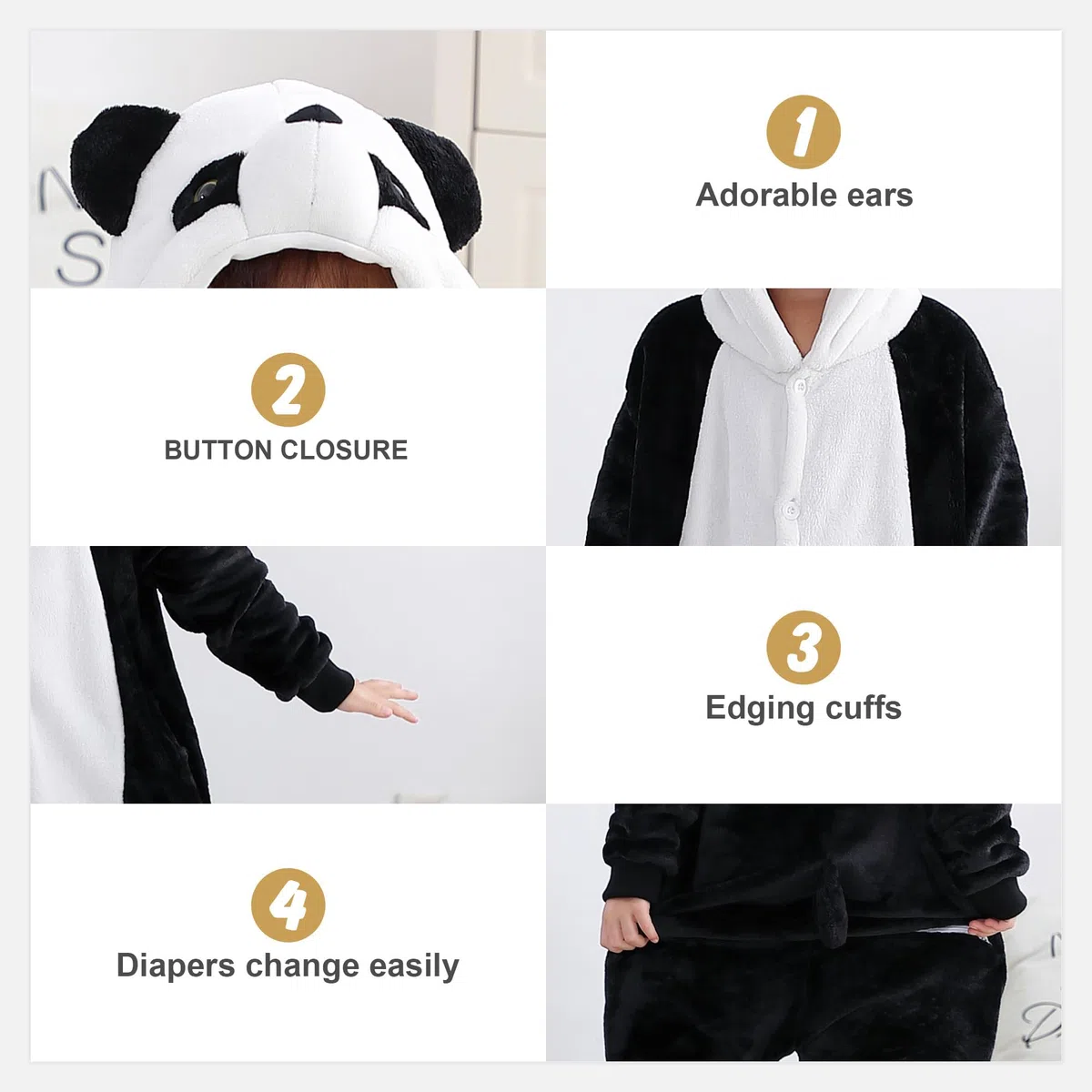 Pigiama Unisex Animale con Cappuccio per Bambini Romper Tutto in Uno Chiusura a Bottone Pigiama per Bambini da 3-12 Anni Pigiama da Ragazza Regali per Le Feste