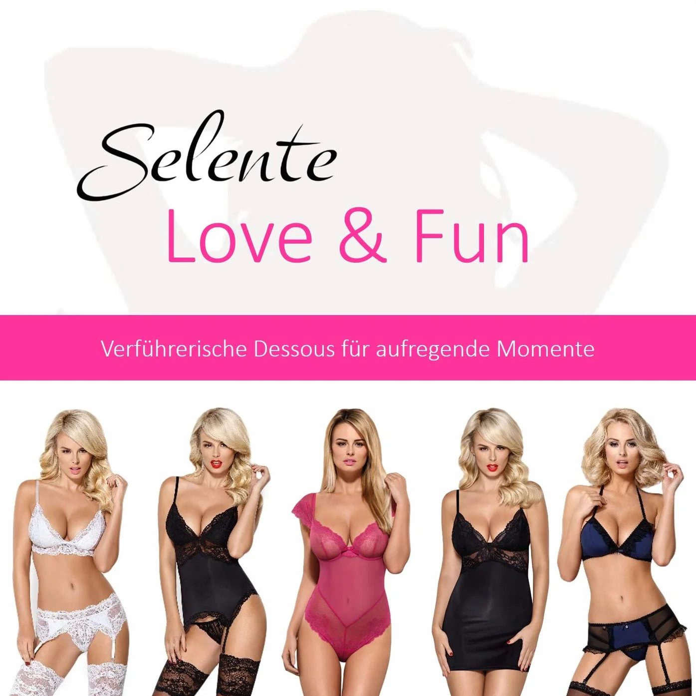 Selente Love & Fun Sfizioso Completo Intimo a 3 Pezzi: Reggiseno, Slip ed Esclusiva Benda per Occhi in Raso. Made in EU.