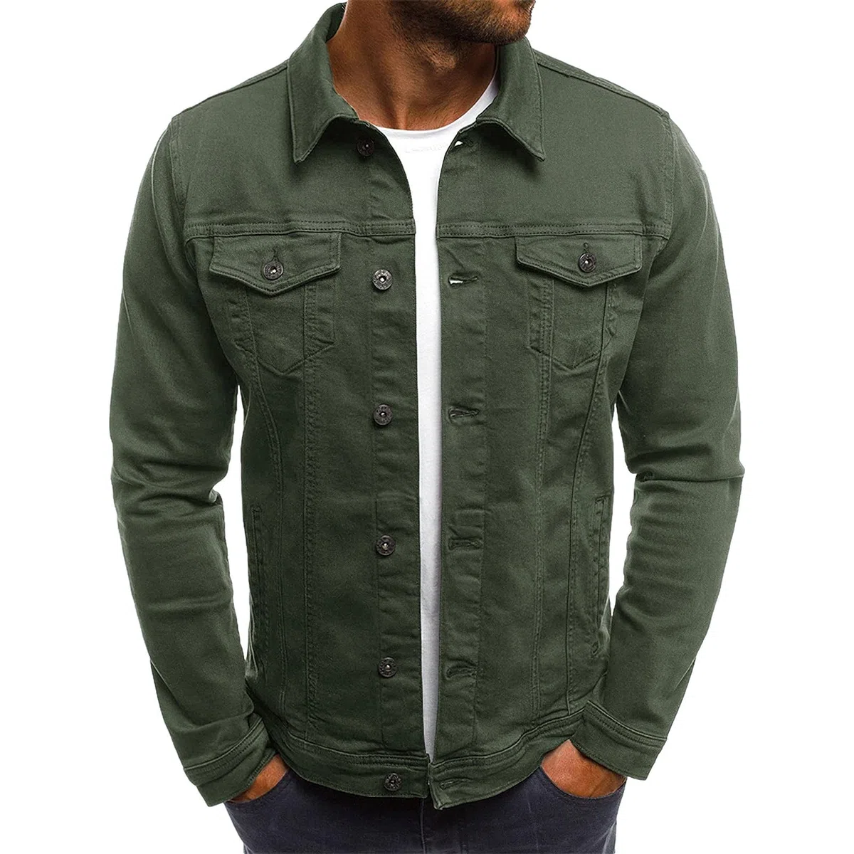 amropi Giacca di Jeans Uomo Giubbotto Casual Denim Giubbino Slim Fit Jacket