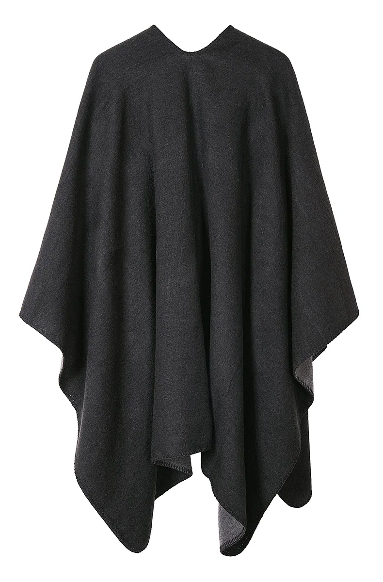EXCHIC Donna Classico Multicolore Poncho Lavorato Capes Grande Scialle Wrap Coperta Coperta Elegante Scialle Cappotto
