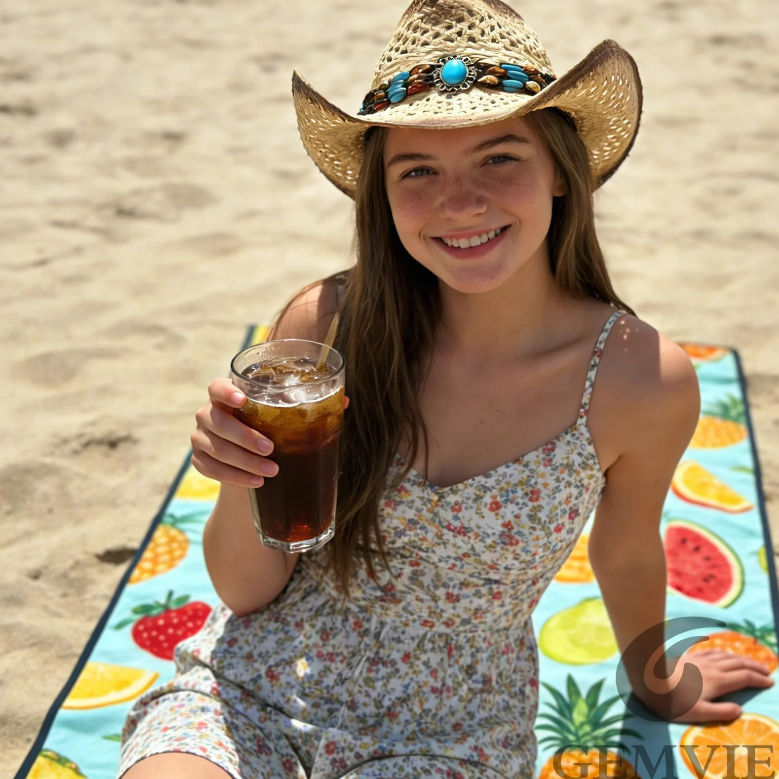 GEMVIE Cappello da Cowgirl in Paglia da Donna, Cappello da Cowboy da Spiaggia, Cappello da Sole, Cappello da Cowboy Estivo