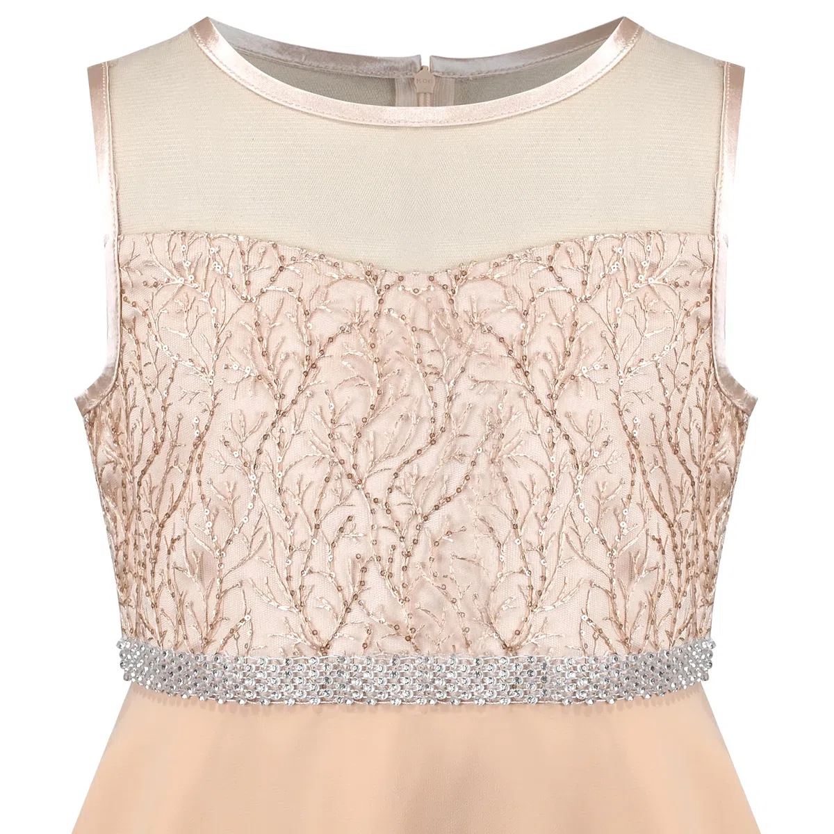 Sunny Fashion Vestito Bambina Strass Chiffon Damigella d'Onore Danza Palla Maxi Toga 6-14 Anni