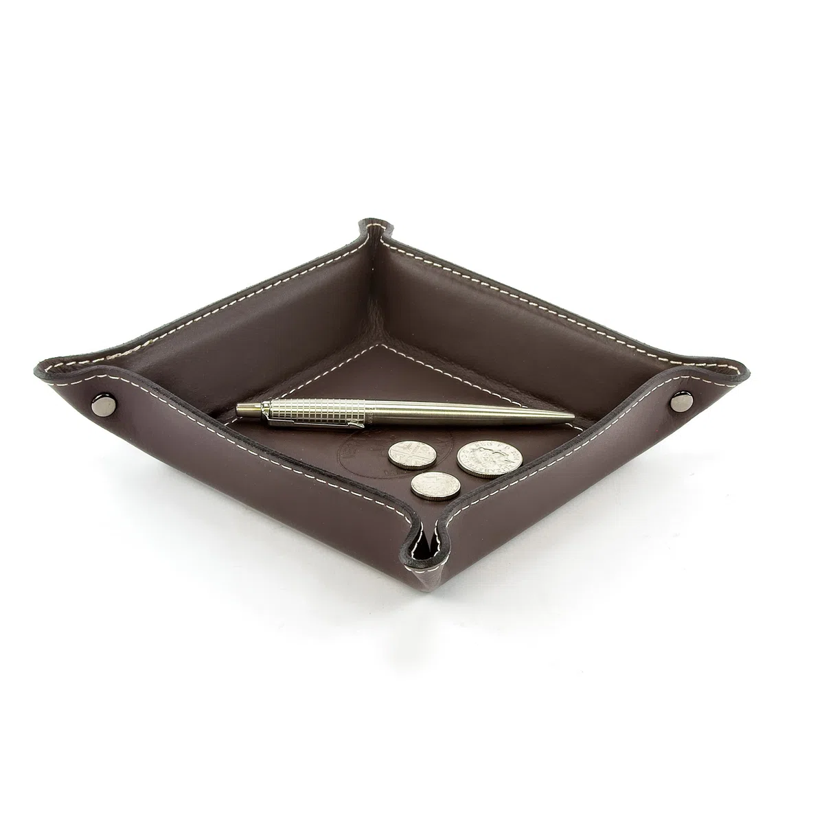 Belcraft Orvieto Svuotatasche in Pelle, Realizzato a mano da Artigiani Toscani, Porta Oggetti, Taupe (19x19 cm)