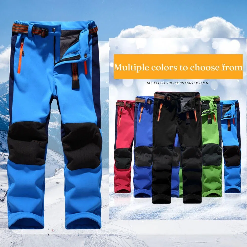 Pantaloni termici impermeabili per ragazzi e ragazze, pantaloni da neve, pantaloni invernali per attività all'aria aperta, pantaloni da sci softshell, per bambini