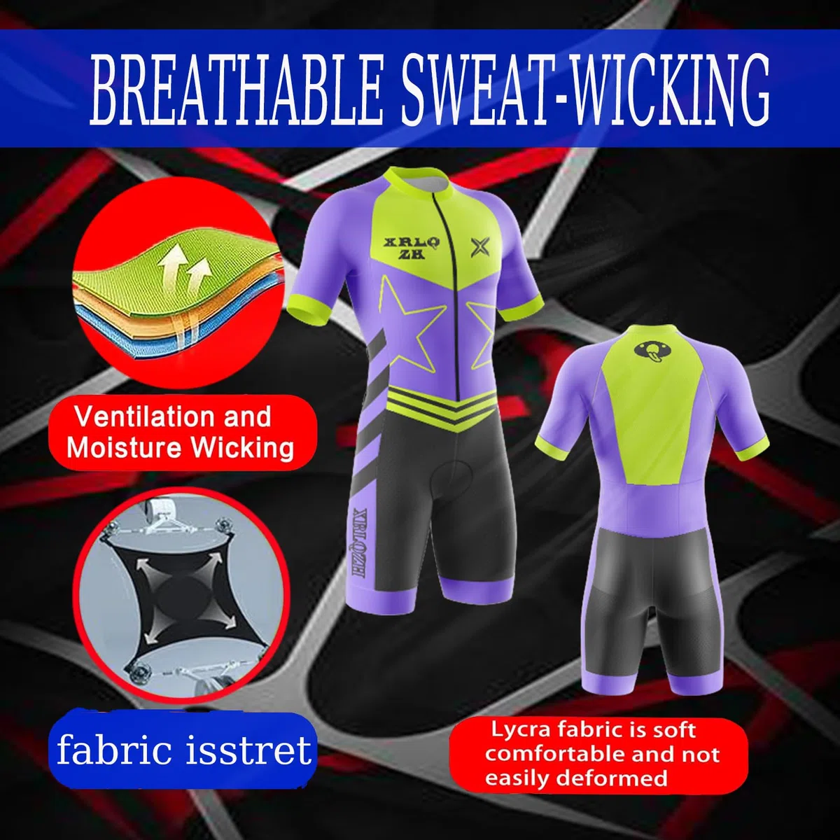 Triathlon Trisuit Uomo, Triathlon Estate Professional Team Skinsuit,MTB Body Trisuit Cycling Skinsuit Un Pezzo Tri-Suit,