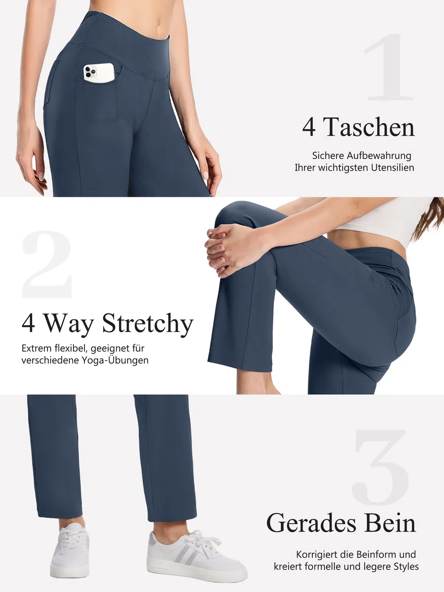 MOVE BEYOND Donna Pantaloni e Pinocchietti Bootleg da Yoga con 4 Tasche a Vita Alta Controllo di Pancia