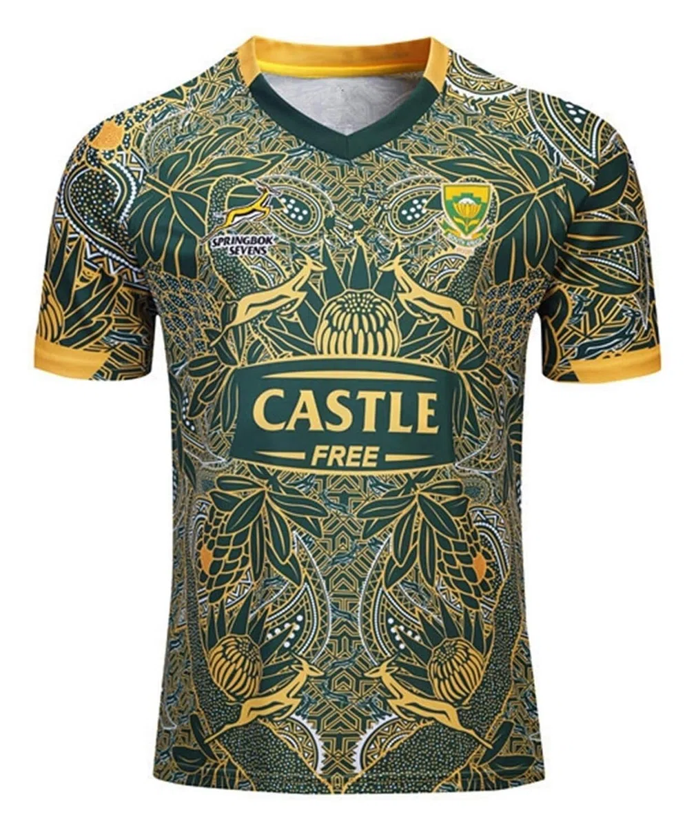SPABOY Maglia da uomo SudáFrica Rugby Jersey Camisas De Rugby para Hombres Ropa Deportiva Regular Fit Training Tshirts