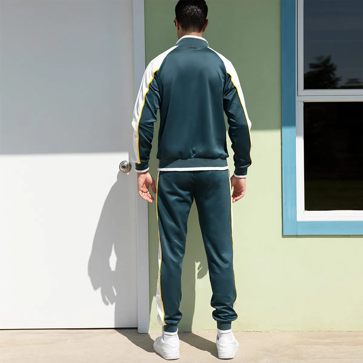 amropi Tute da Ginnastica Uomo Maniche Lunghe Felpa con Cerniera e Jogging Pantaloni Sportiva Set