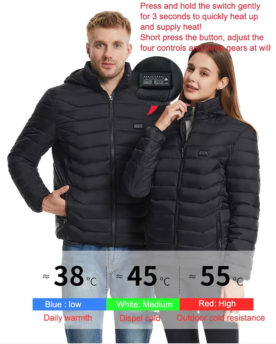 Generico Giacca Riscaldata per Uomo e Donna, 3 Temperature Giacche Riscaldate 19 Zone Giubbotto Riscaldato Uomo Moto Sci Caccia all'aperto in Campeggio