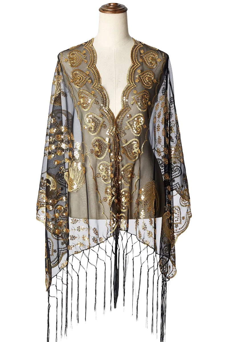 BABEYOND Scialle Con Paillettes Anni '20 Scialle di pashmina Donna