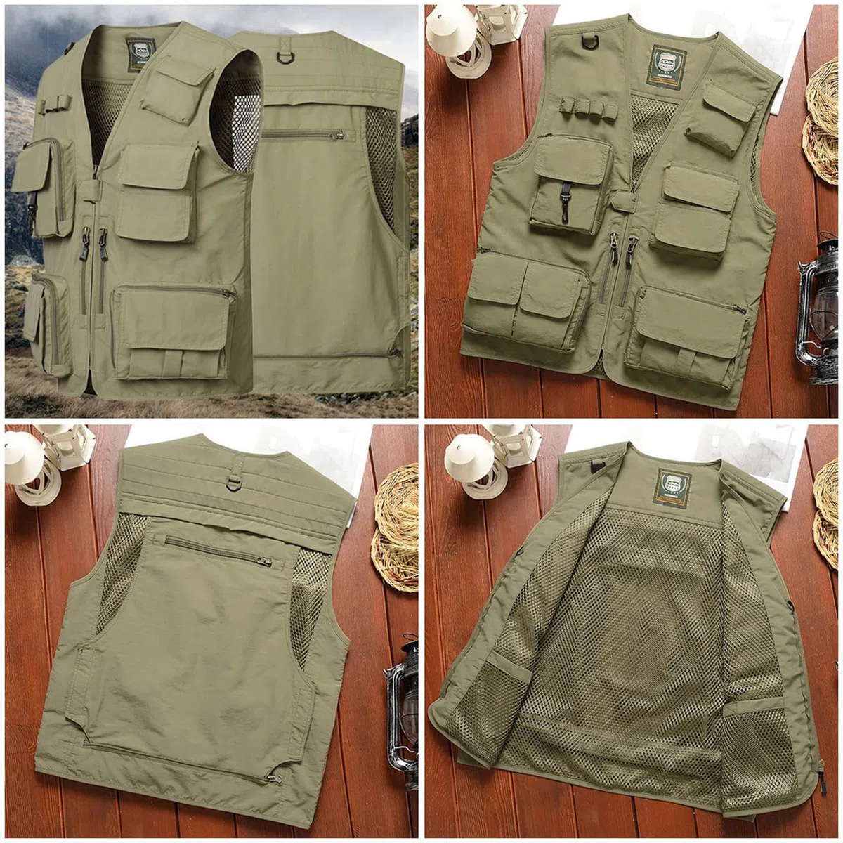 Uomo Multi-tasca Mimetizzazione Gilets, Uomini Estate Leggera Senza Maniche Pesca Gilet Giacca Esterno Multifunzione Tempo Libero Camo Gilets per Caccia Campeggio Fotografia Lavoro Viaggio