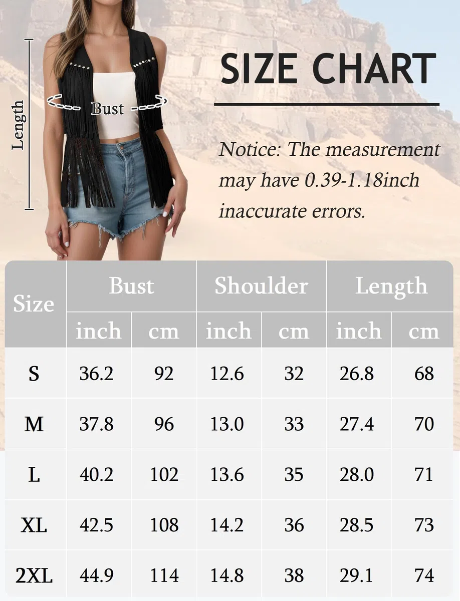 Maeau - Gilet Donna Senza Maniche Faux Camoscio con Franges Casual Giacca Senza Bottoni Stile Cowboy S-XXL