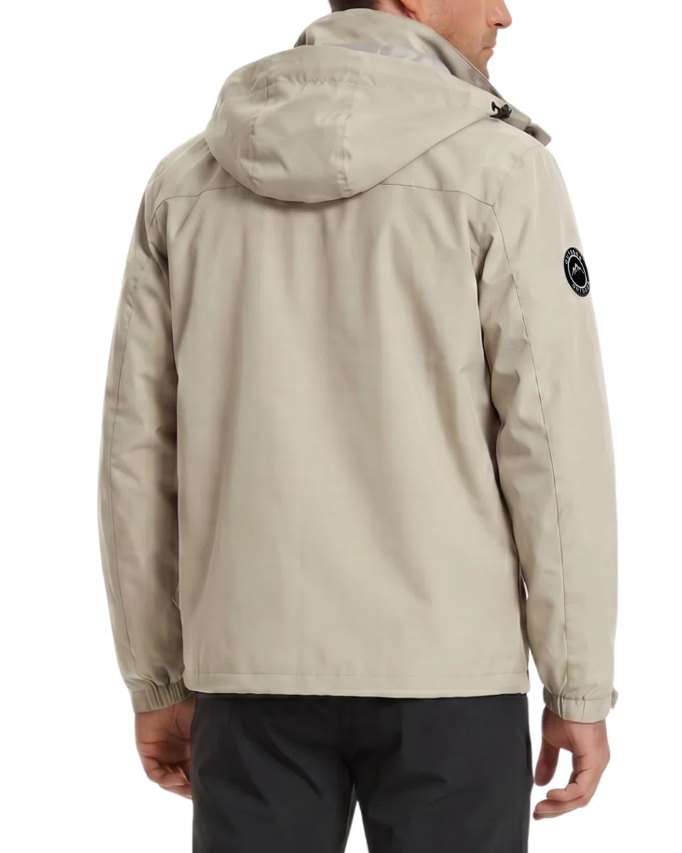 AMZSPORT Uomo Antipioggia Impermeabile Antivento con Cappuccio Leggera e Comprimibile Traspirante per Escursionismo,Corsa,Viaggi,Trekking