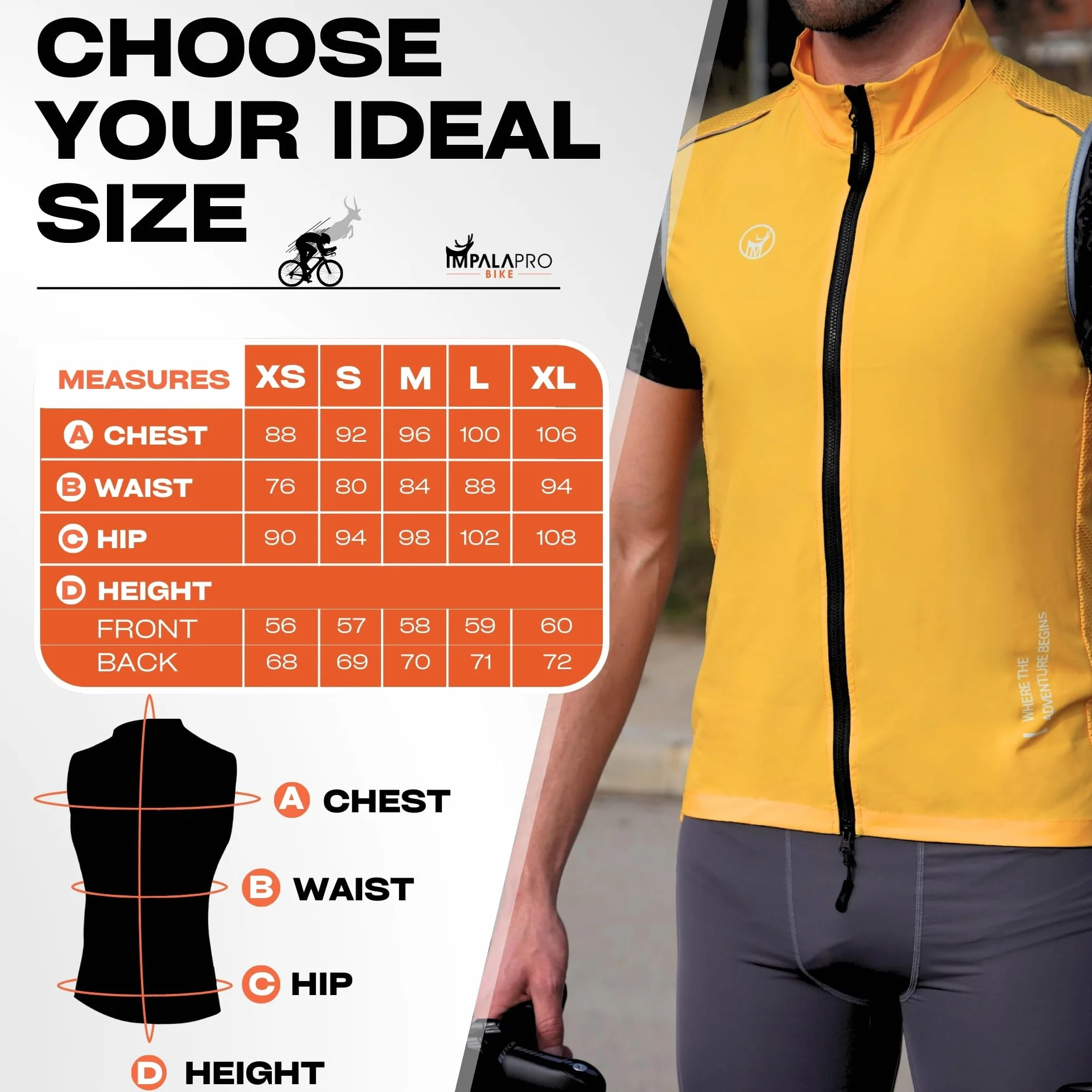 IMPALAPRO Gilet Antivento Ciclismo Uomo – Gilet Bici Uomo Leggero e Traspirante con Tasche e Dettagli Riflettenti