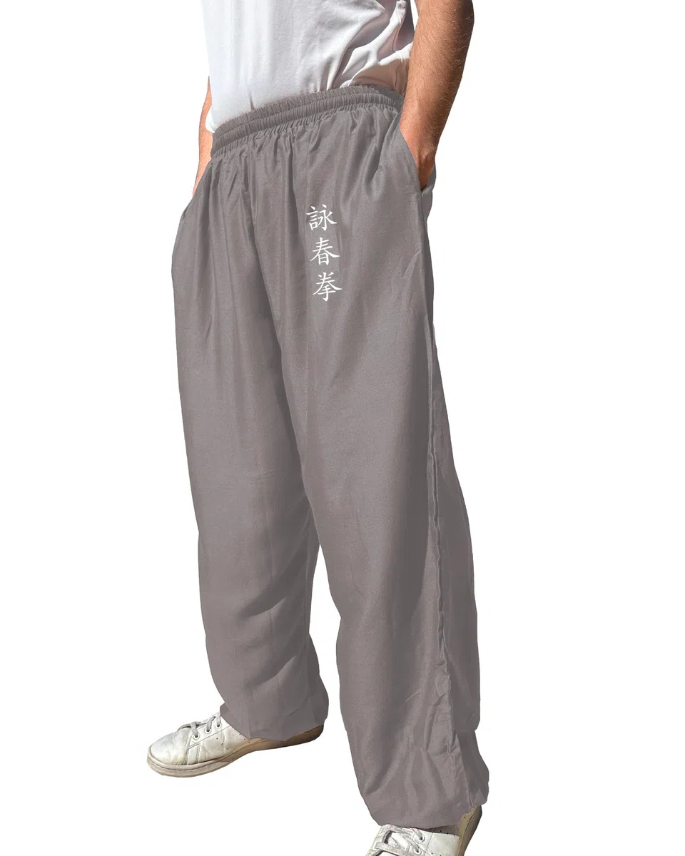 Pantaloni Kung Fu Stile Tai Chi e Wing Chun Pantaloni con Tasche Larghe in Viscosa, V3, M