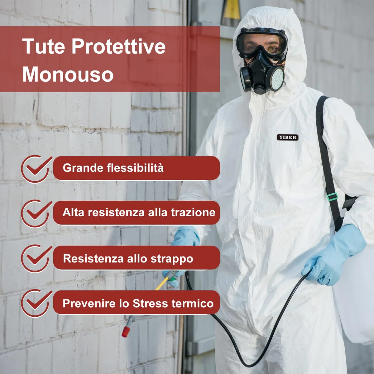 Tute Protettive Monouso Hazmat | Tute Protettive a Copertura Totale in 7 Taglie con Molteplici Specifiche & Materiale PPSB Robusto & Pellicola in PE | Sicure per Innumerevoli Applicazioni