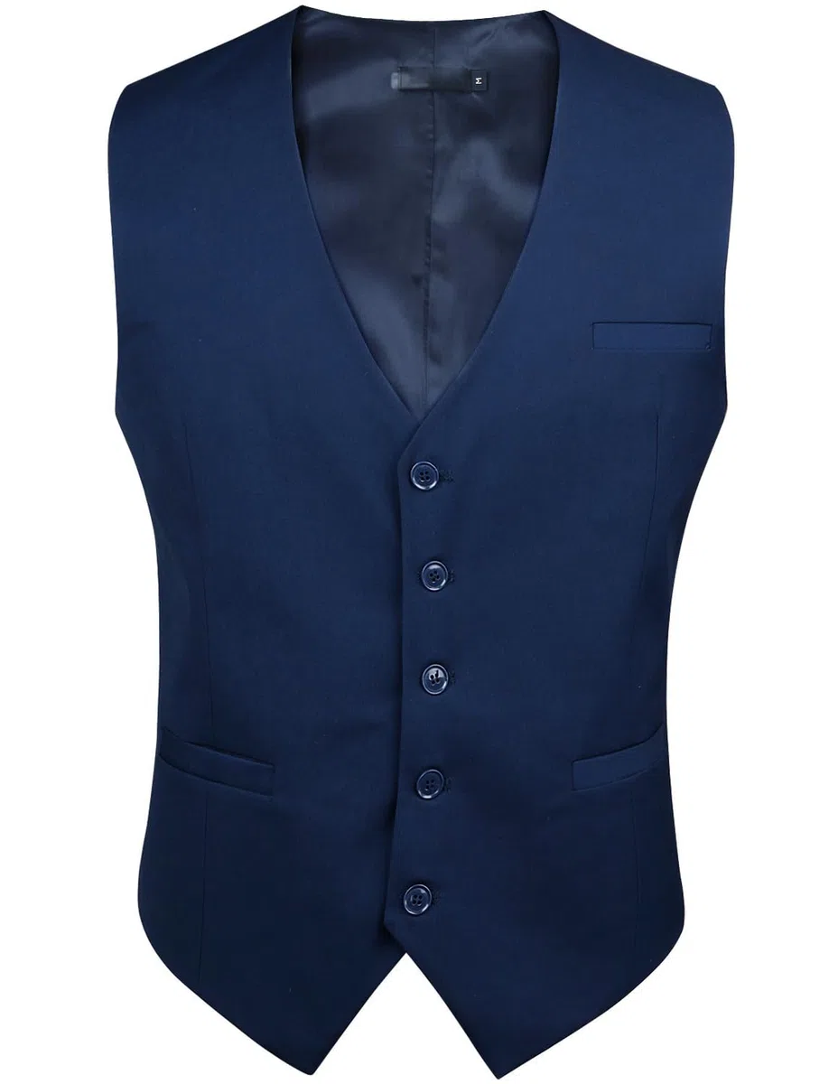 Enlision Gilet da Abito da Uomo Tinta Unita Cotone Panciotto Elegante Casual Moda Smanicato Scollo a V Matrimonio Formale Lavoro Cerimoni XS-4XL
