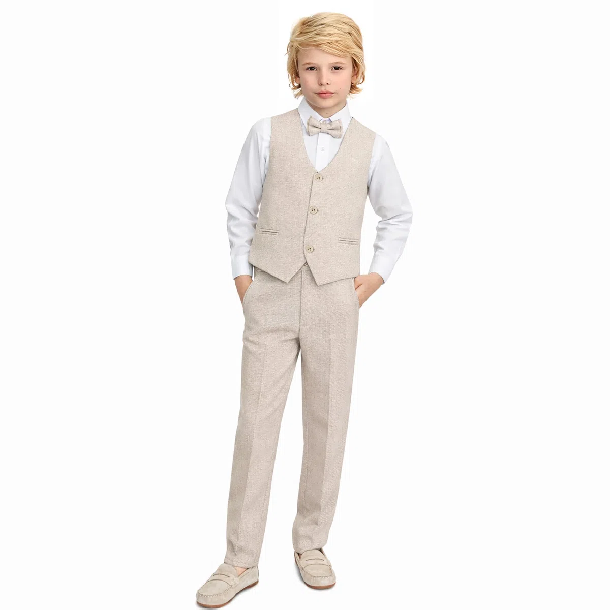 Lilax Completo Formale da Bambino, 4 Pezzi, Gilet, Pantaloni e Cravatta