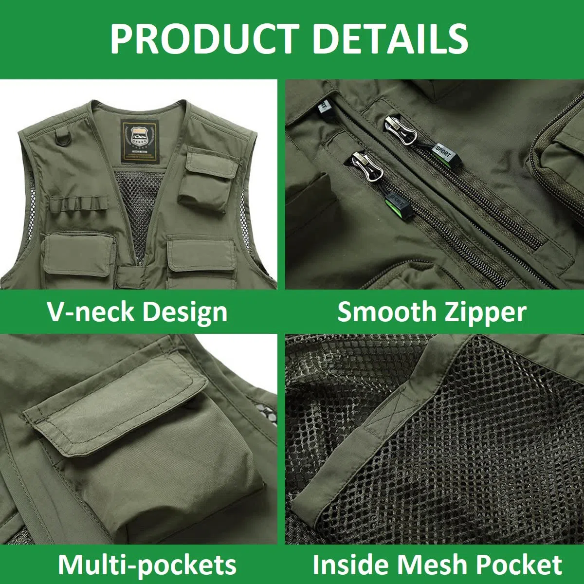 Uomo Multi-tasca Mimetizzazione Gilets, Uomini Estate Leggera Senza Maniche Pesca Gilet Giacca Esterno Multifunzione Tempo Libero Camo Gilets per Caccia Campeggio Fotografia Lavoro Viaggio