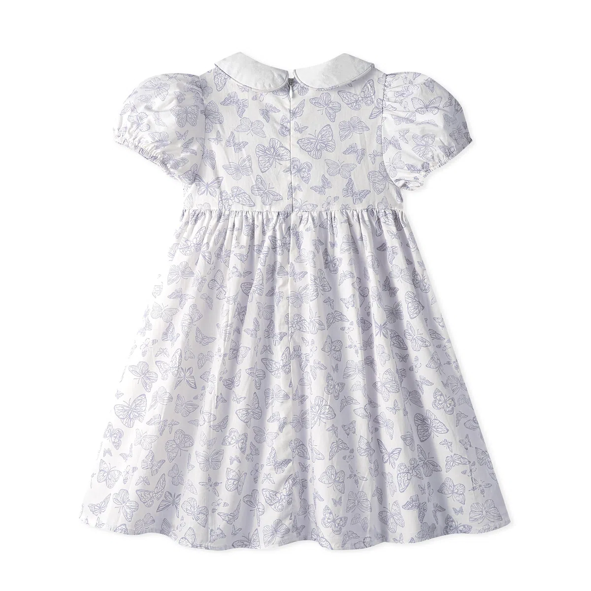 Miipat Vestito in Cotone per Bambina con Motivi Floreali Smockati, Vestito Estivi Vintage Bambine Maniche a Sbuffo e Colletto Peter Pan Abito Casual per Ragazze