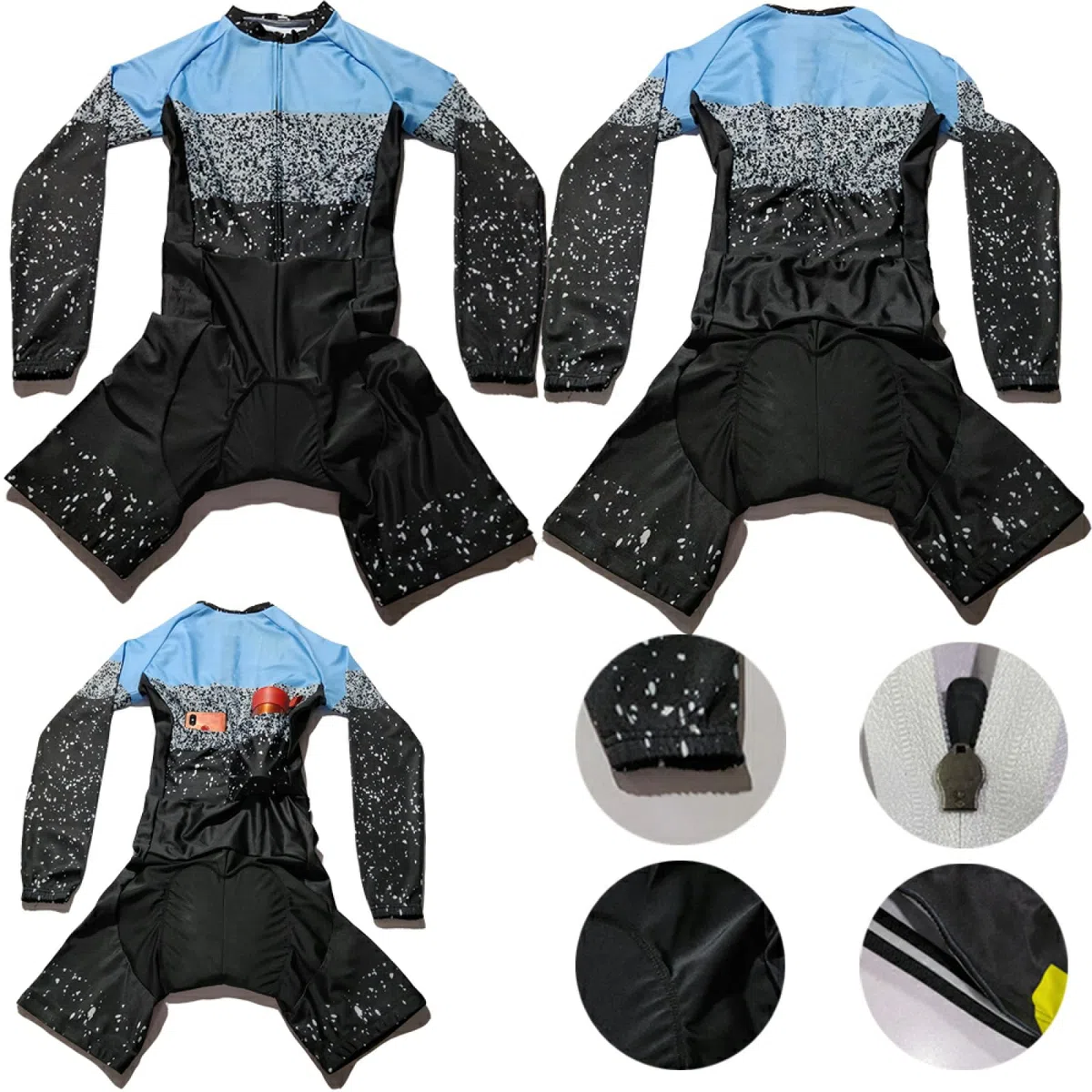 Tuta da ciclismo estiva, da donna, professionale, triathlon, da corsa, in jersey, a maniche lunghe, aderente