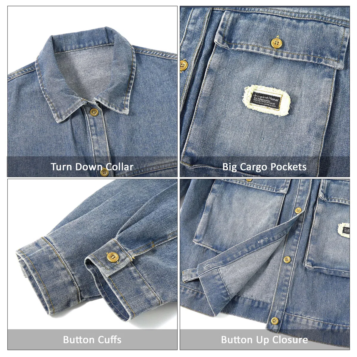 Rolanko Giacca Jean per Ragazzi, Giacca Denim da Camionista Invecchiata Outwear di Jeans con Bottoni per Bambini
