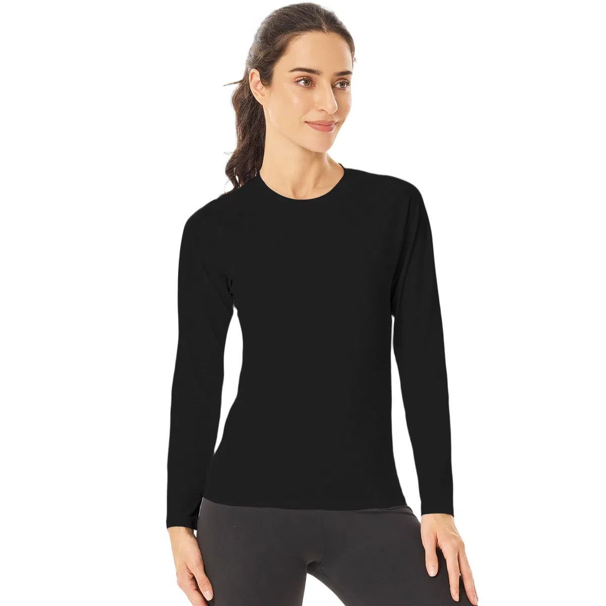 HYCOPROT 4 Pack Maglia Termica Donna Thermal Manica Lunga Intimo Termico Invernale Maglietta Interna Maniche Lunghe Slim Fit Termica Basic Bianca Casual Top Autunno Inverno Moda Magliette Yoga Corsa