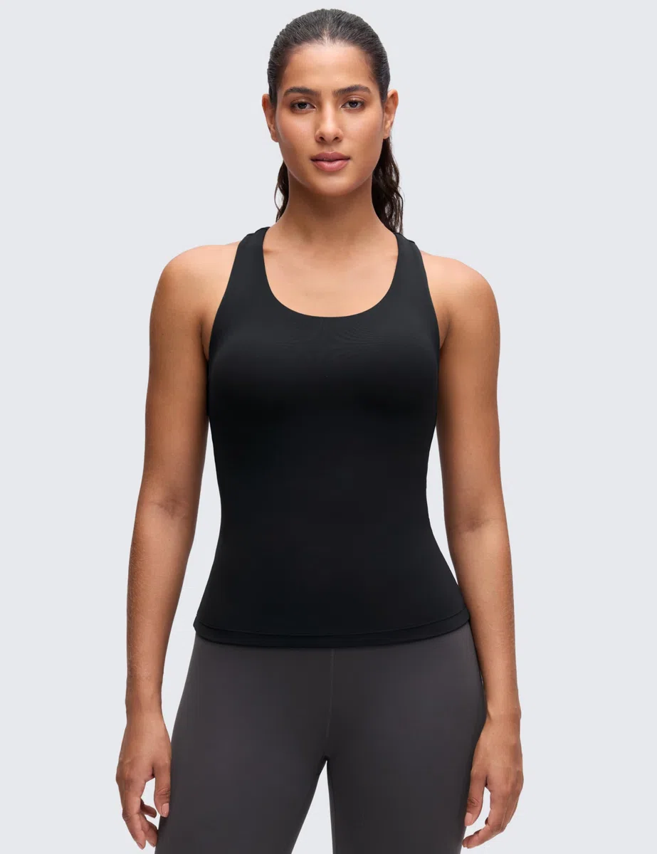 CRZ YOGA Butterluxe Canottiere da Allenamento da Donna con Parte Superiore Scollata sul Reggiseno