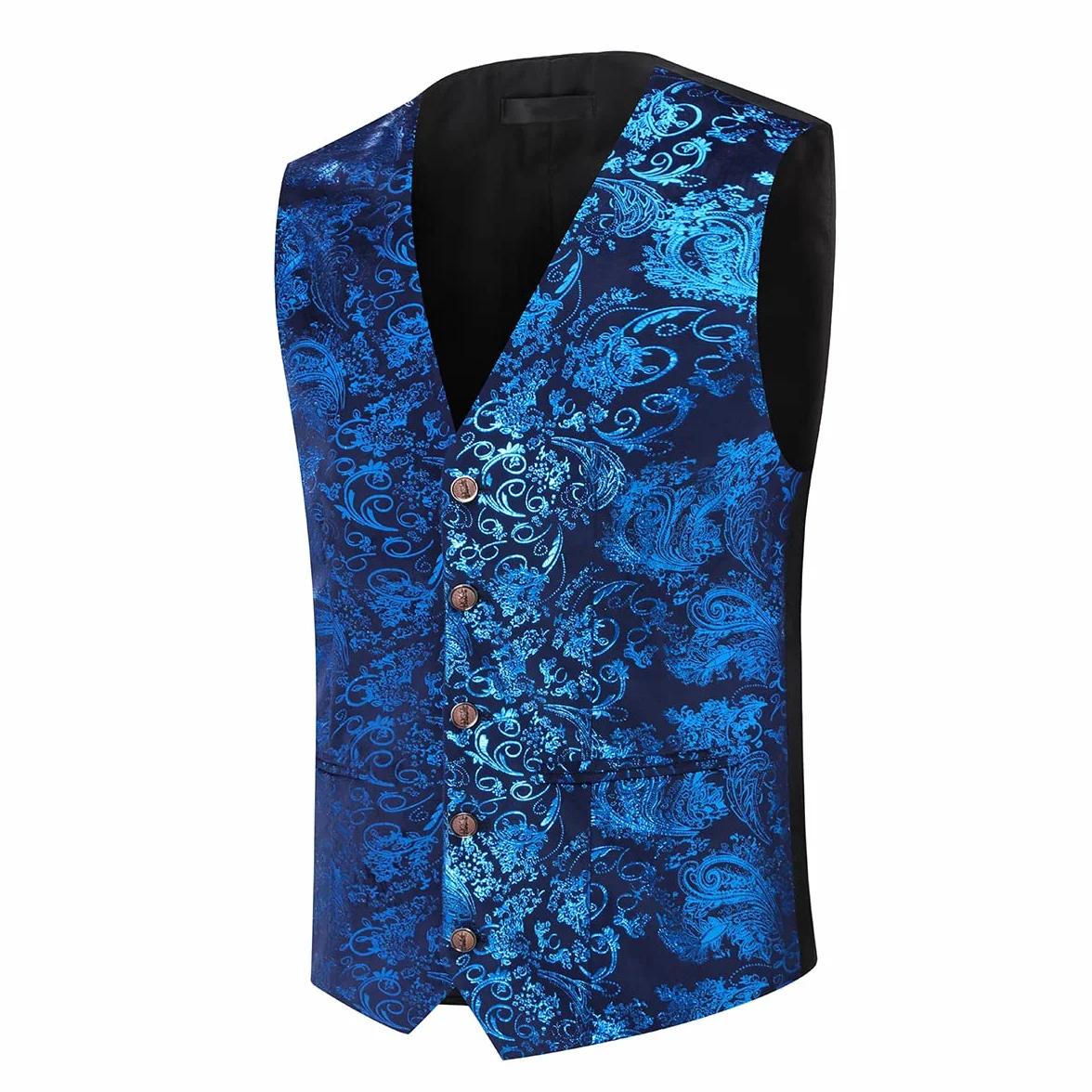 Mens Paisley Jacquard Suit Gilet Monopetto Vest Slim Fit Button Down Prom Abito Formale Gilet