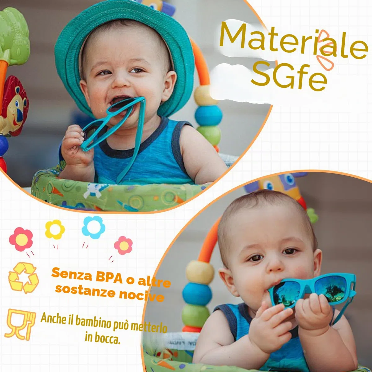 Occhiali da Sole Neonato 0-24 Mesi - Polarizzati con Regolabile Cinturino Rotondi per Bambini Bambino Bambina Neonata Occhiali da Sole