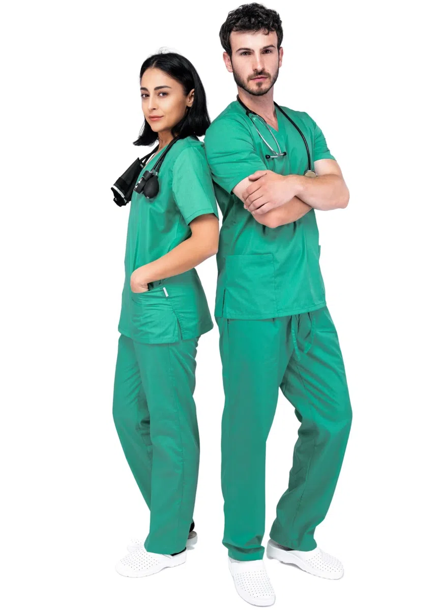 Mazalat Work Wear Scrub Medico Donna – Completo Unisex Casacca e Pantaloni | Divise Sanitarie Donna Cotone | Traspirante e Comodo per Medici, Infermieri, OSS e Personale Sanitario