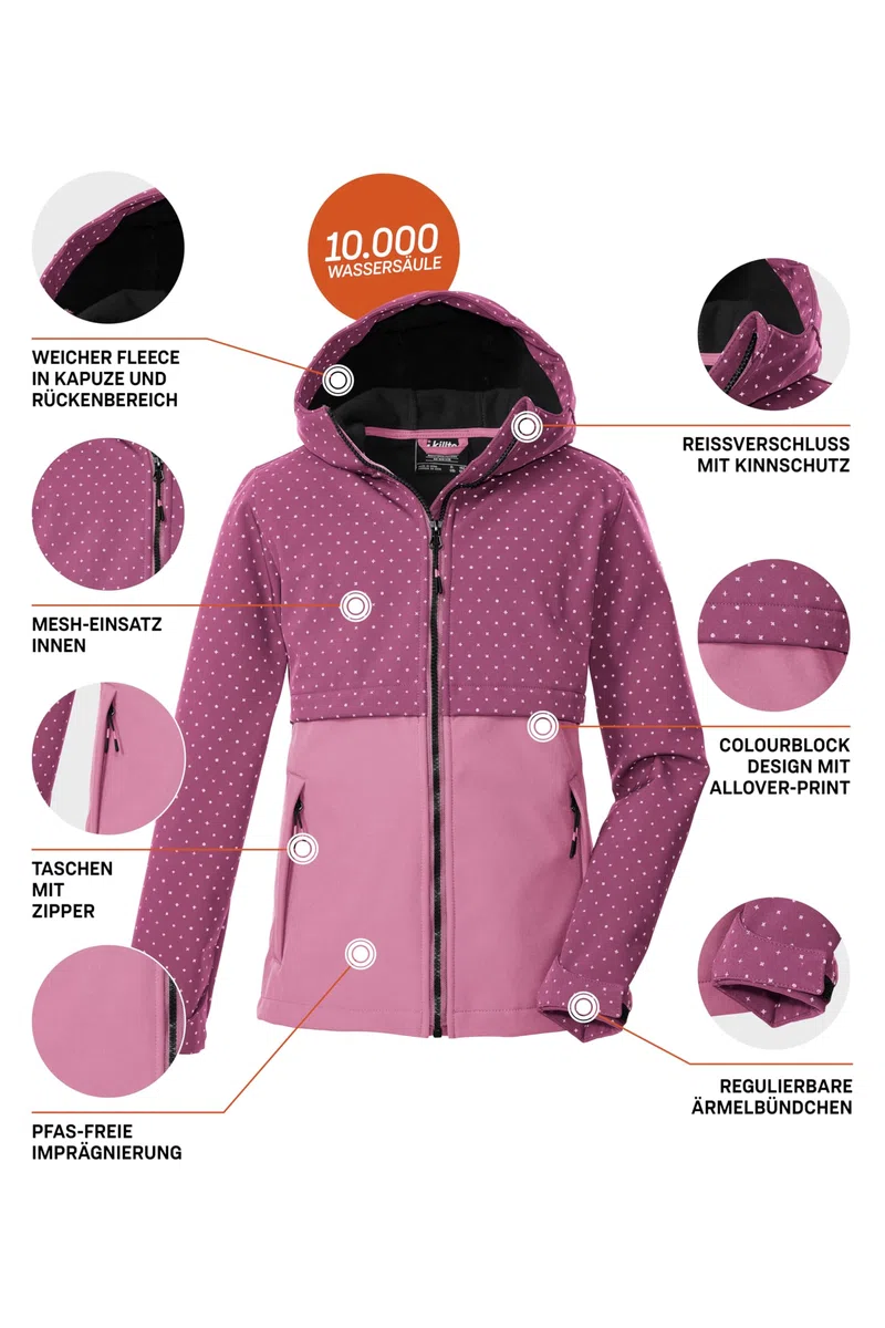 Killtec Kow 227 Grls Sftshll Jckt Giacca softshell con cappuccio Bambine e ragazze