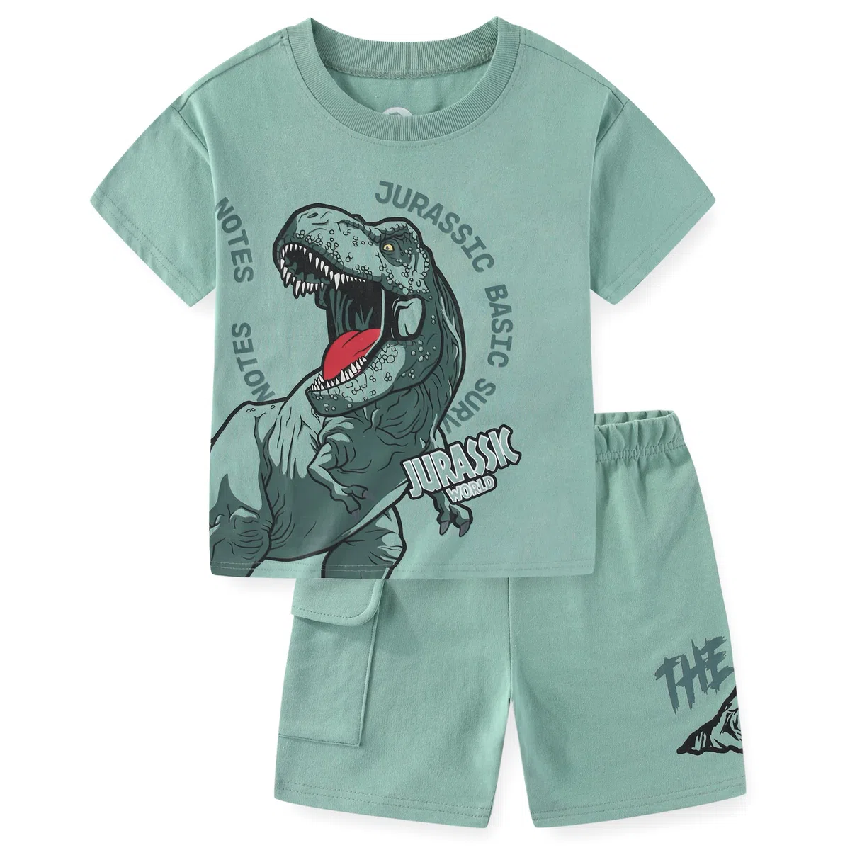 Jurassic World Set da 2 pezzi con maglietta a maniche corte e pantaloncini in spugna francese per bambini grandi