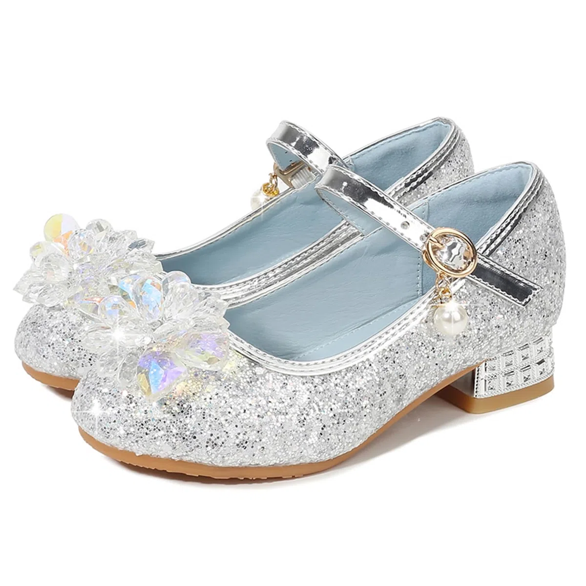Scarpe da Principessa per Ragazze Scarpe col Tacco Bambine Punta Chiusa Ballerine Principessa Sera Matrimonio Festa Cocktail Mary Jane