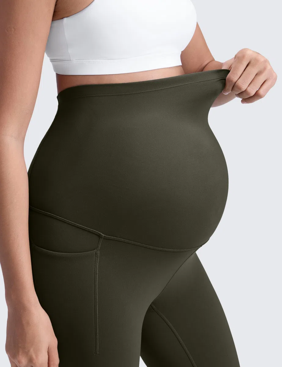 CRZ YOGA Donna Butterluxe maternità Leggings con Tasche 63cm - Allenamento Yoga Gravidanza Pantaloni