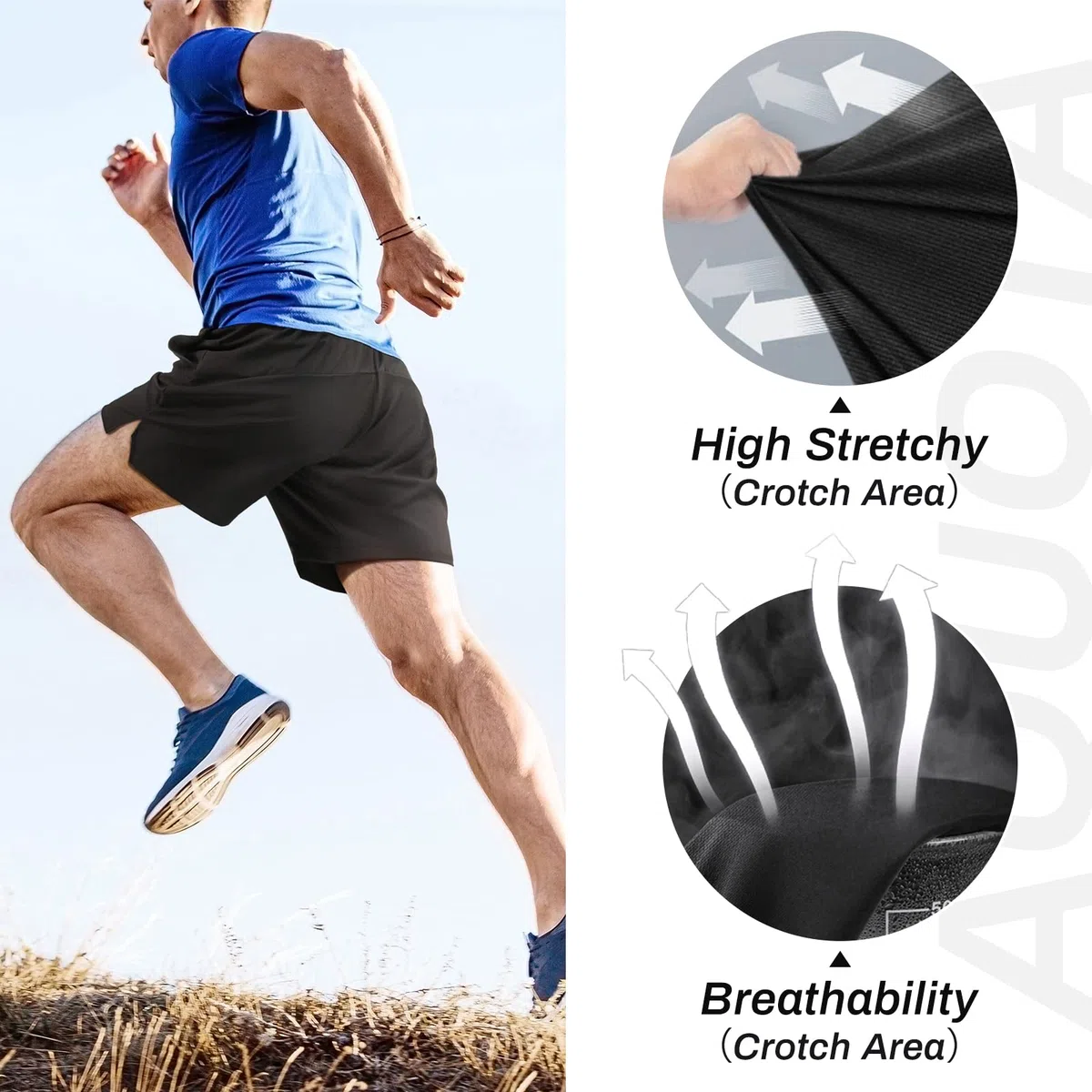 2 Pezzi Pantaloncini da Running da Uomo, 2 in 1 Pantaloncini da Corsa Uomo 9" 5" Pantaloncini Palestra Neri Leggeri ad Asciugatura Rapida Basket Tuta con Tasche Zip Passanti per Asciugamano
