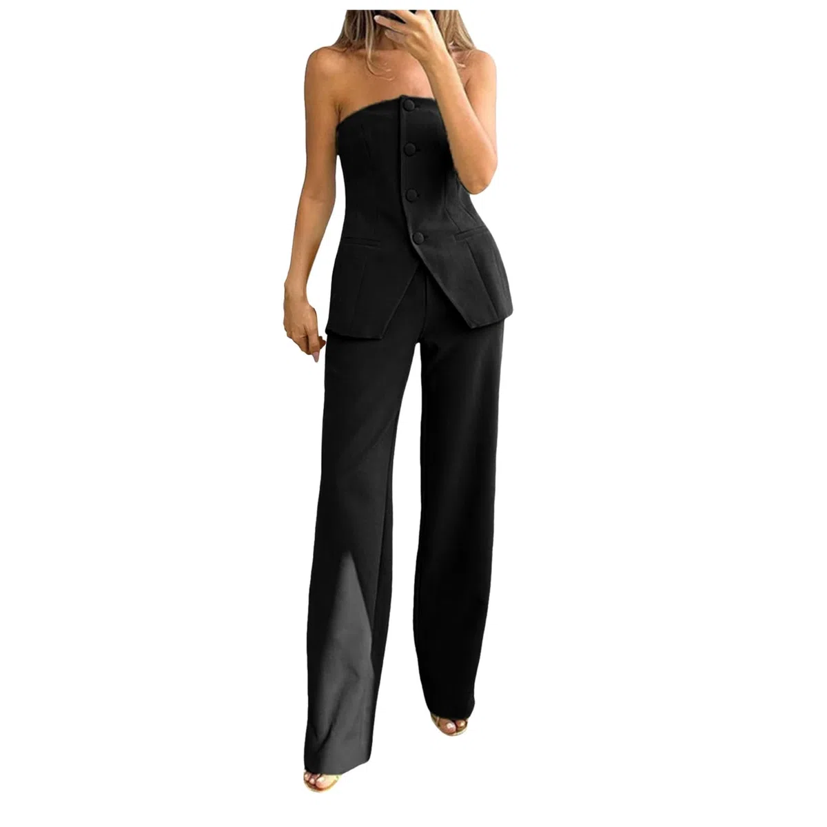 Tailleur Donna Eleganti Completo Donna Elegante Cerimonia Completo Top Senza Spalline Tuta Set Gilet Estivo Pantaloni da Ufficio Giacche Due Pezzi Elegante Suit