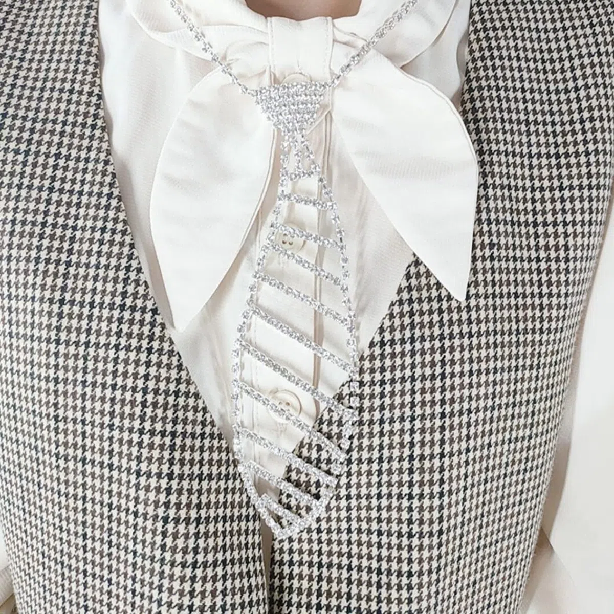 Cravatta Lunga e Stretta con Strass Scintillanti, Collana, Gioielli, Accessori per Feste per Donne Che Ballano.