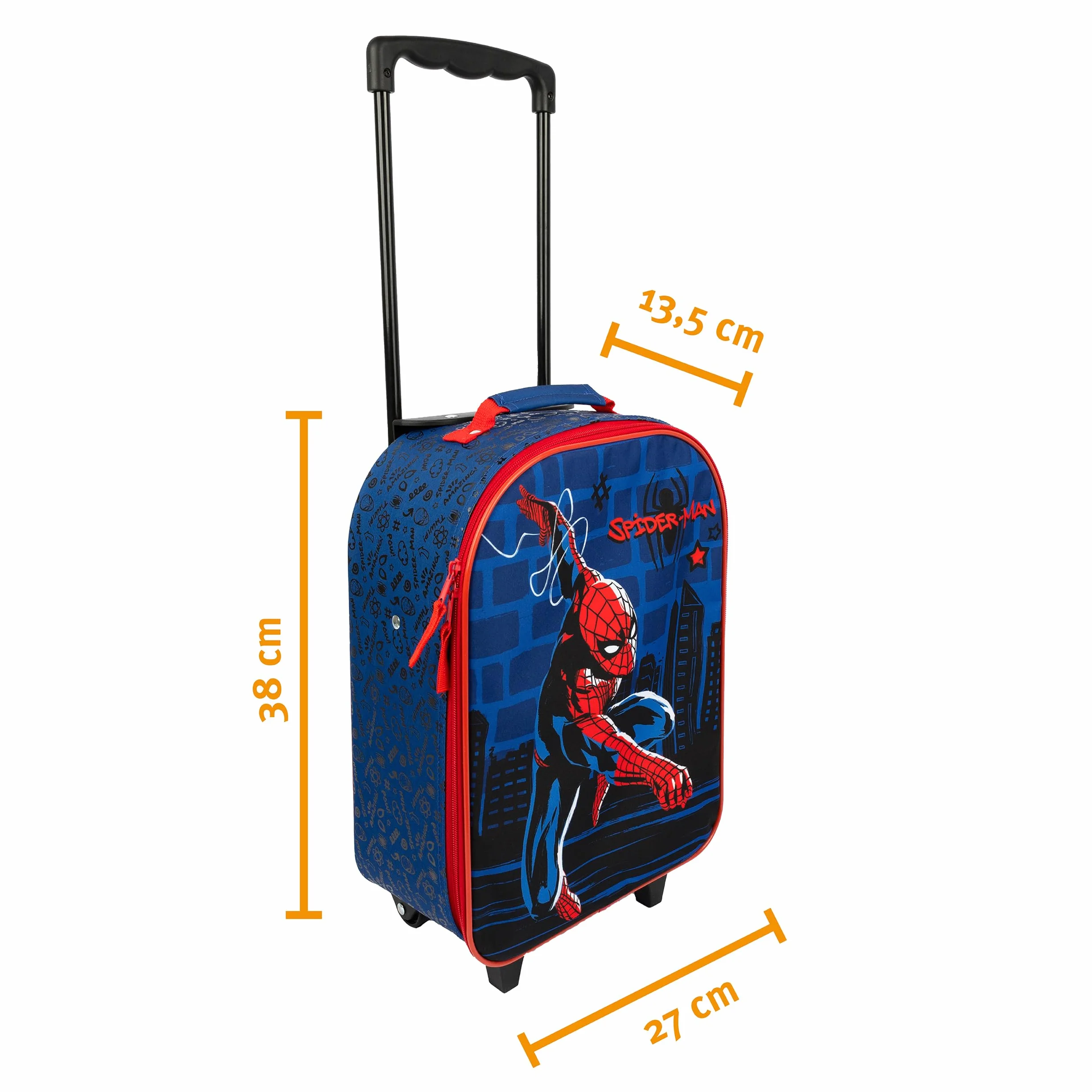 Undercover - Trolley per bambini Spider Man - ampio scomparto principale - compagno di viaggio ideale - asta telescopica regolabile e fissabile