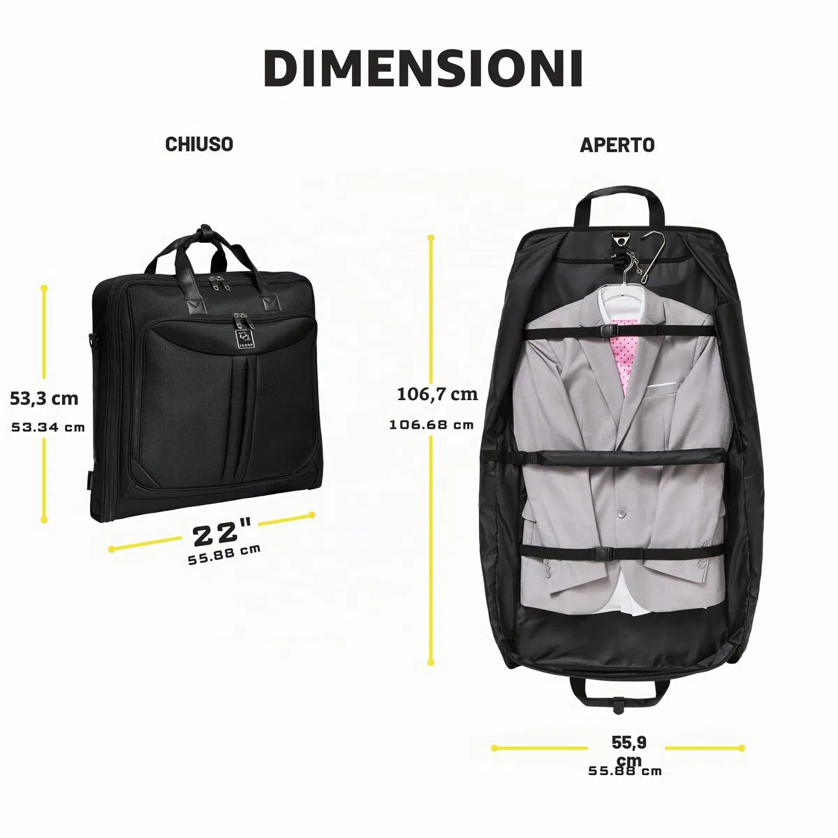 ZEGUR Borsa Porta Abiti da Viaggio – Custodia Pieghevole per Abiti e Completi con Tracolla – Poliestere 1800D Impermeabile per Viaggi d'Affari