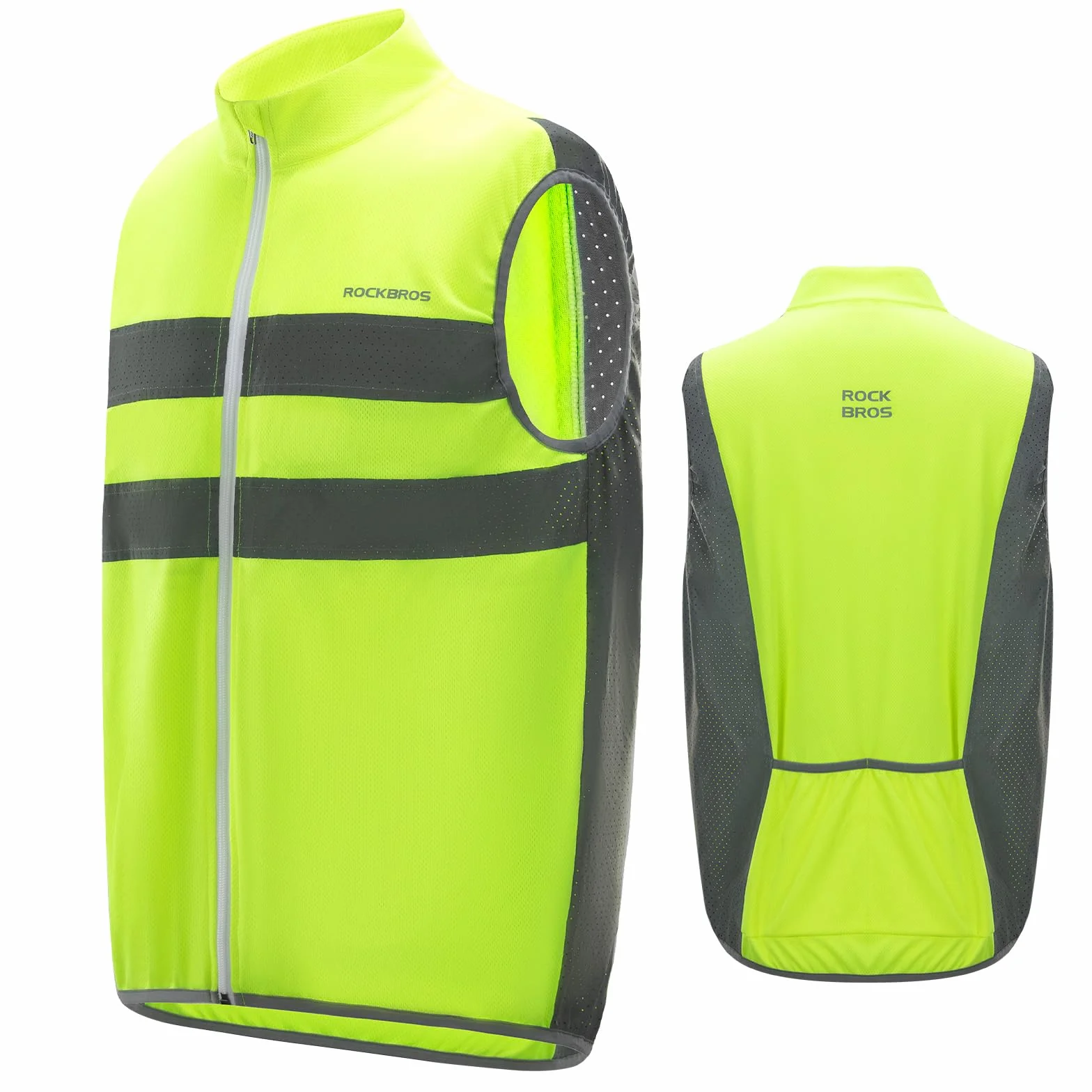 ROCKBROS Gilet Catarifrangente Uomo Donna, Gilet Antivento per Sport Ciclismo Running, Riflettente Traspirante, Grigio Verde