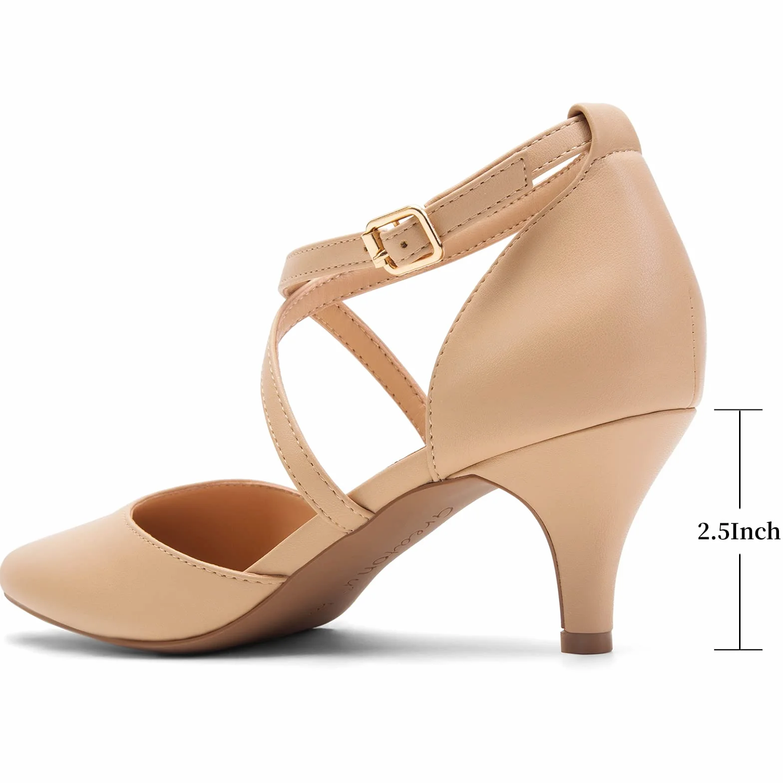 Greatonu Sandali con Tacco Gattino Punta Chiusa Cinturino alla Caviglia Scarpe da Festa Donna Borgogna