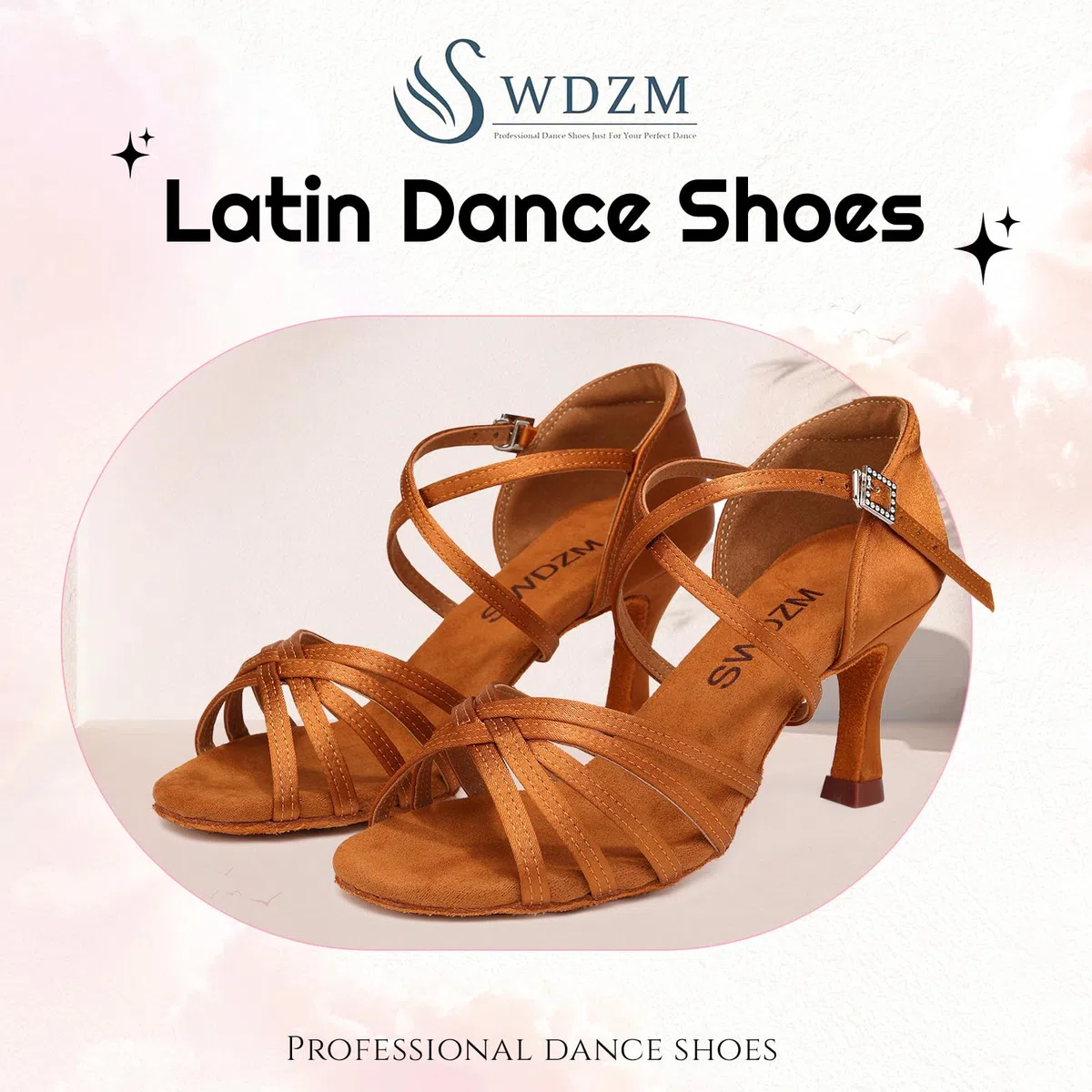 SWDZM Scarpe da Ballo Latino Americano Donna Salsa e Bachata Donna Tacco 7