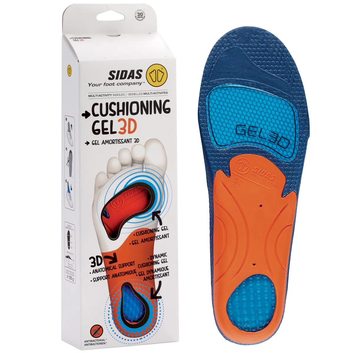 Sidas soletto Cushioning Gel 3D, Forma 3D Anatomica
