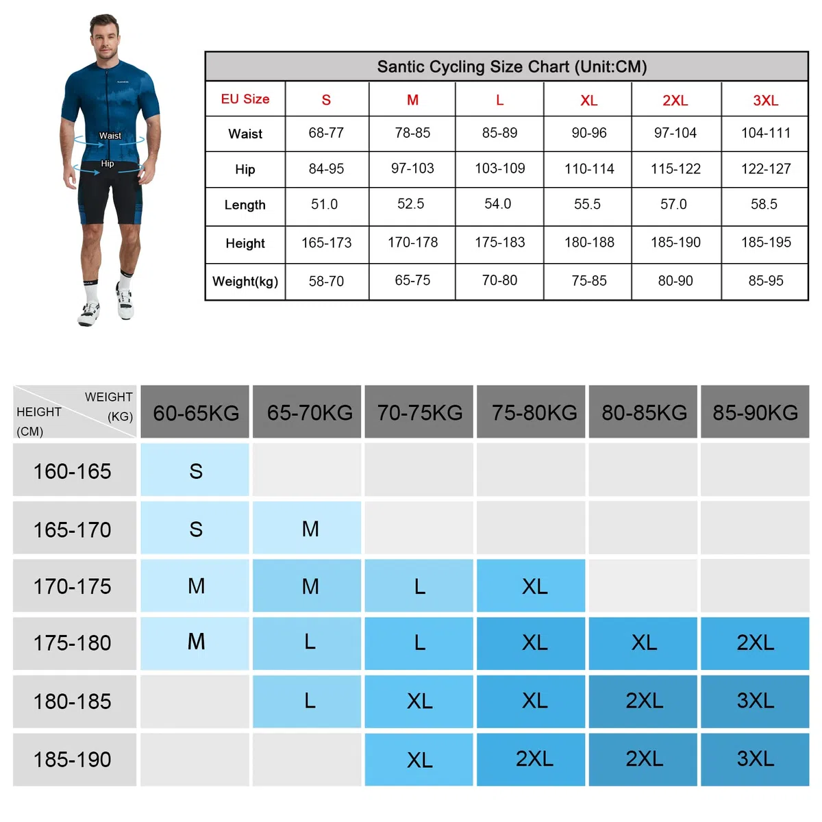 Santic Pantaloni Ciclismo Uomo Imbottiti Bicicletta Pantaloncini