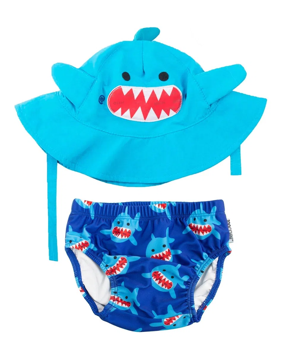 Zoocchini Costumino Contenitivo e Cappellino - Lavabile, Impermeabile, Protezione UPF 50+, 3-6 mesi