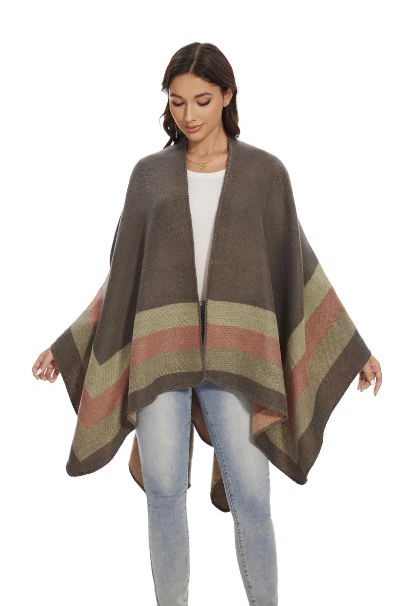 Elegante Mantella da Donna con Fronte Aperto Poncho Morbido, Adatto per Primavera, Autunno e Inverno