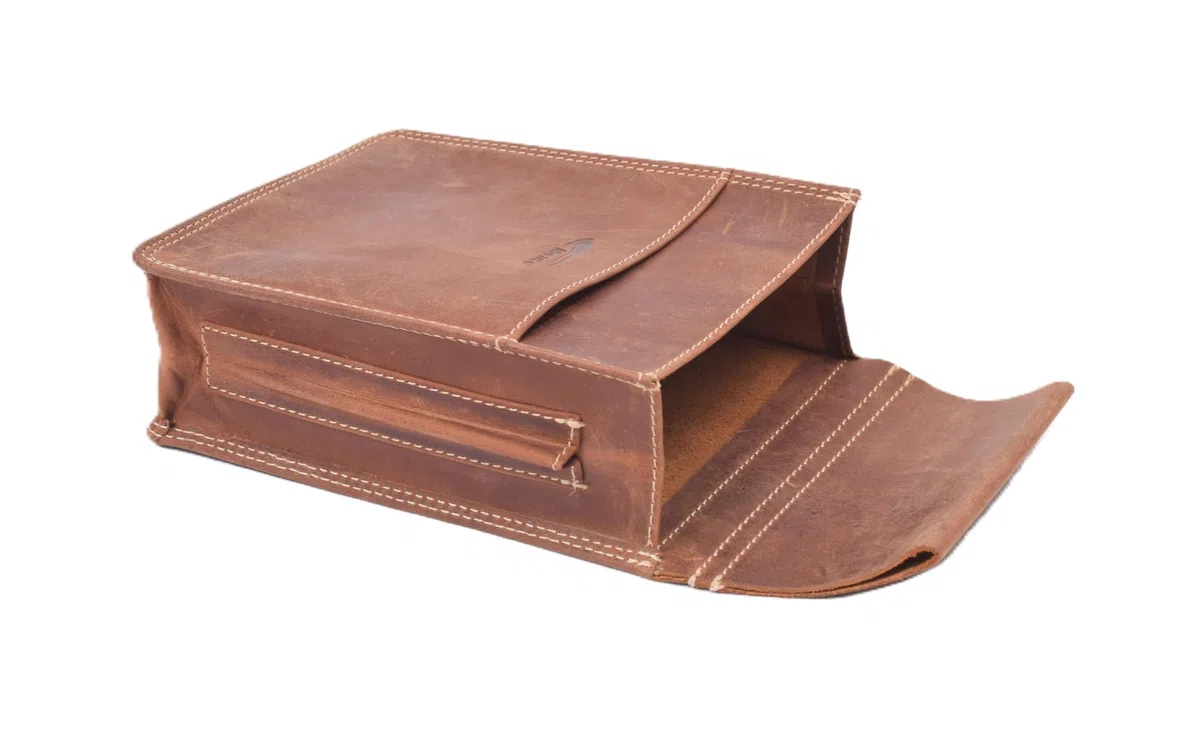 Menzo Borsa da cameriere in vera pelle, fondina per uomo e donna, marrone delta, 23 cm, Compatto