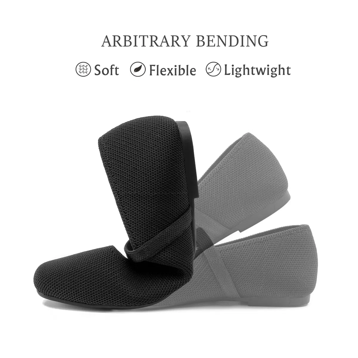 Soesyi Ballerine da donna in maglia con punta quadrata casual con cinturino alla caviglia, scarpe Mary Jane da donna comode per ufficio elegante